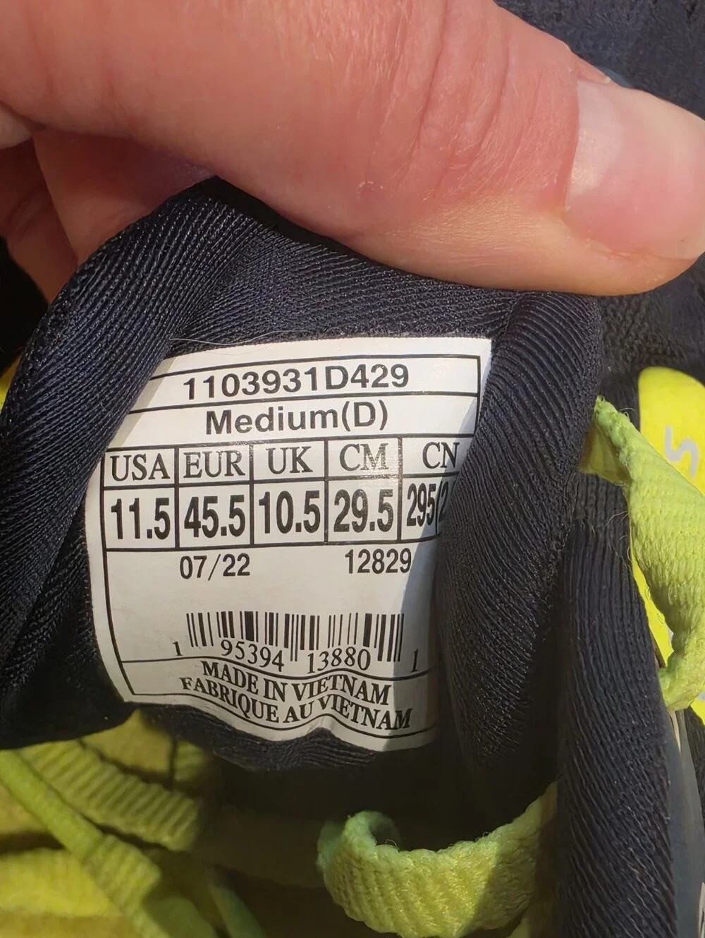 Brooks Ghost 15 Men's Running Shoes Navy Neon Yellow Size 11.5 D